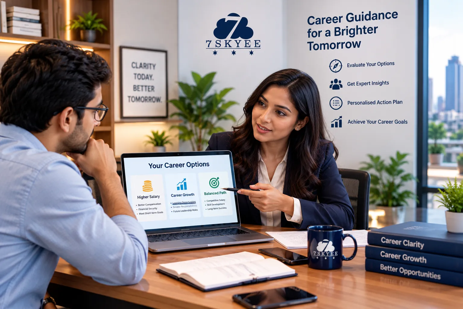 Career counselling session to evaluate career growth and salary options