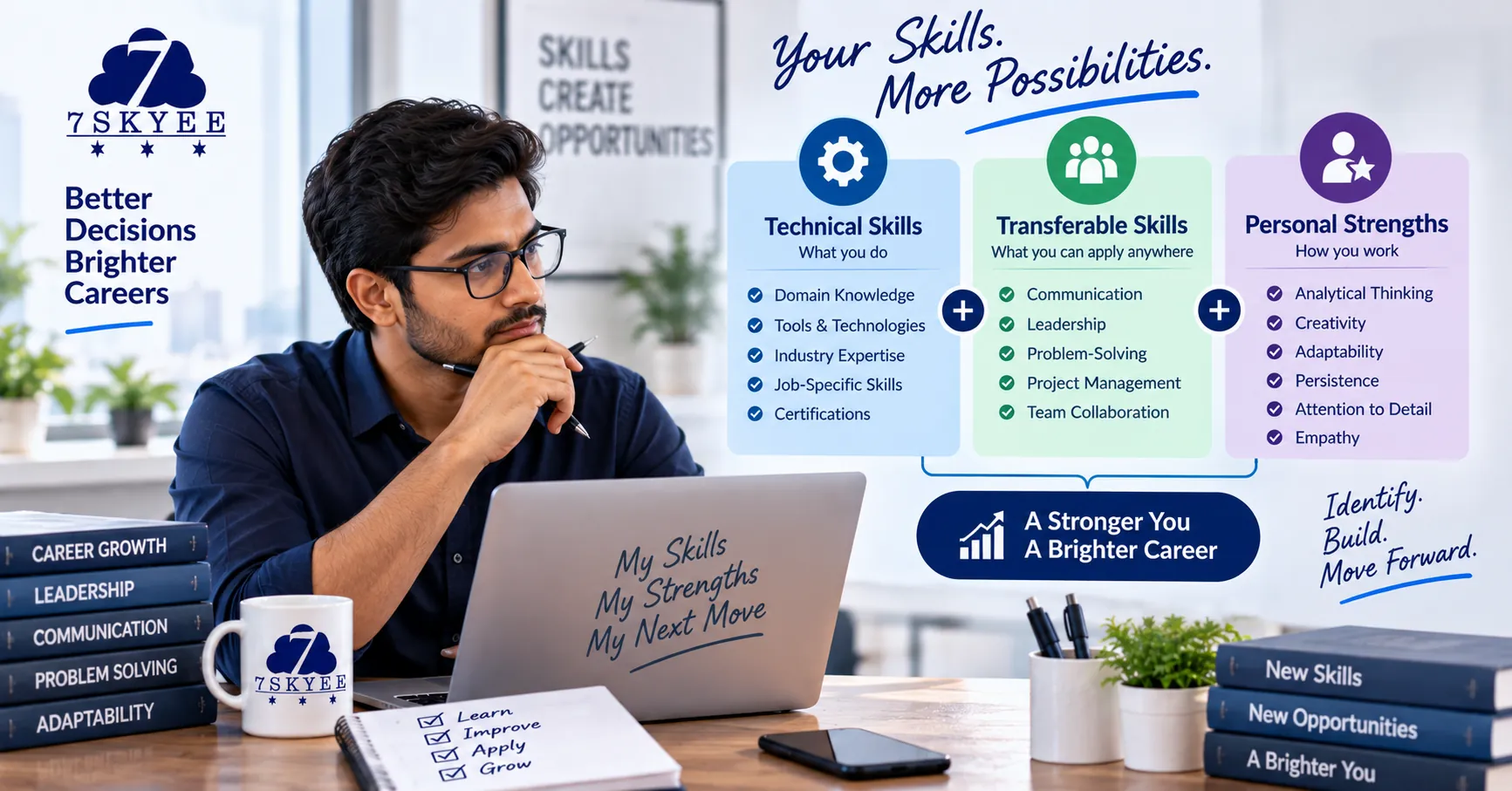 Professional assessing skills and strengths for career planning