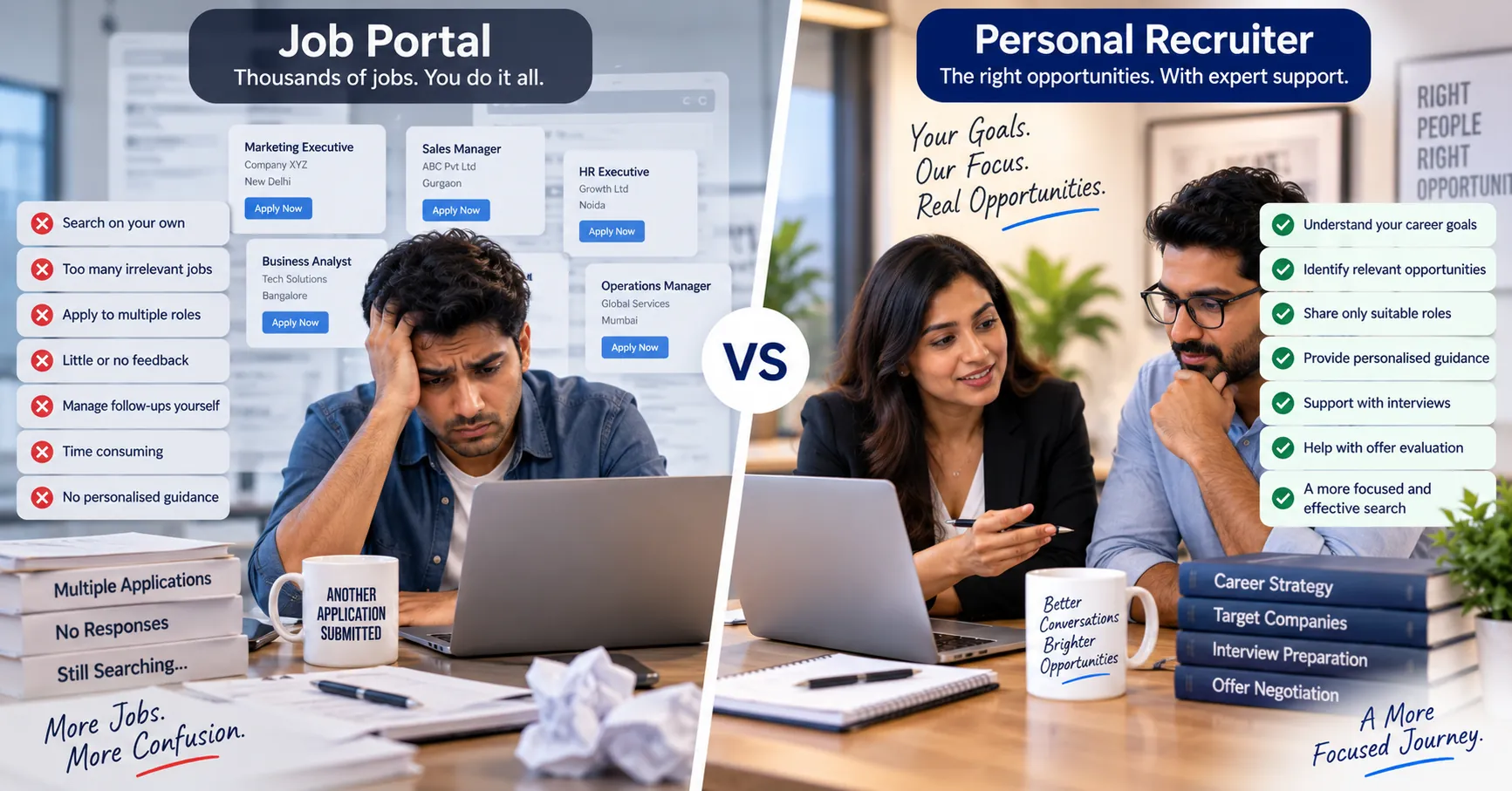 Comparison between a Personal Recruiter and a job portal