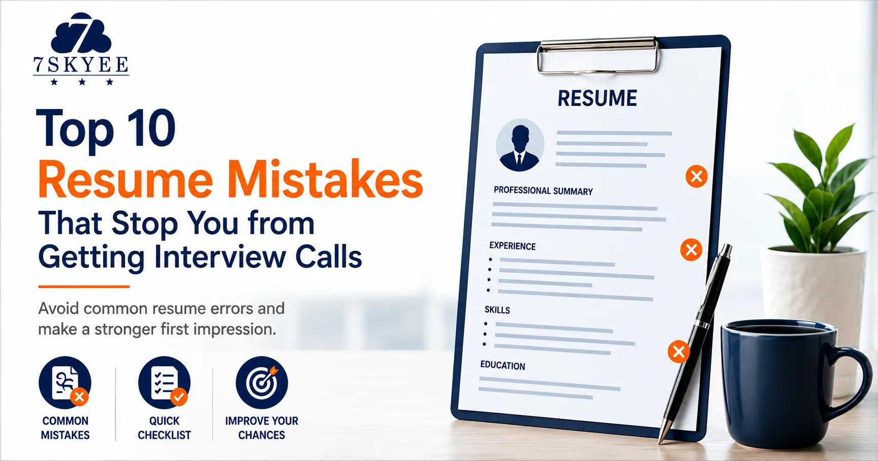 Recruiter reviewing a resume with highlighted errors, illustrating the most common resume mistakes that prevent candidates from receiving interview calls.