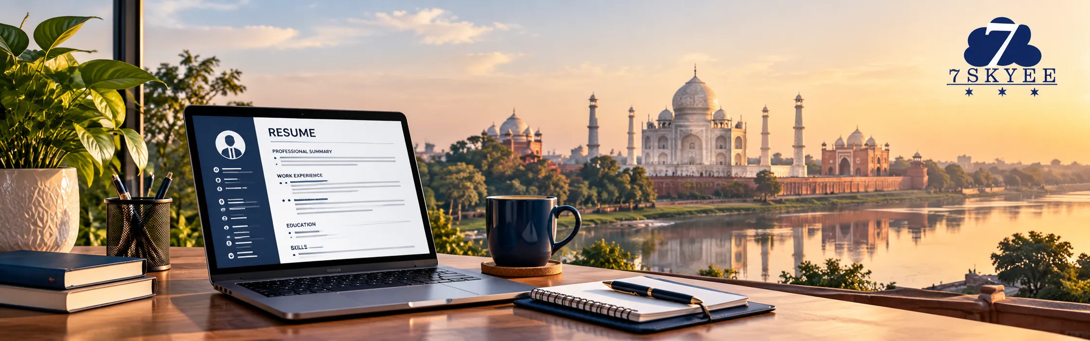 Professional resume writing services in Agra with the Taj Mahal in the background