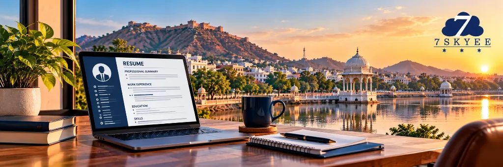 Professional resume writing services in Ajmer, with Ana Sagar Lake and the Aravalli hills in the background.