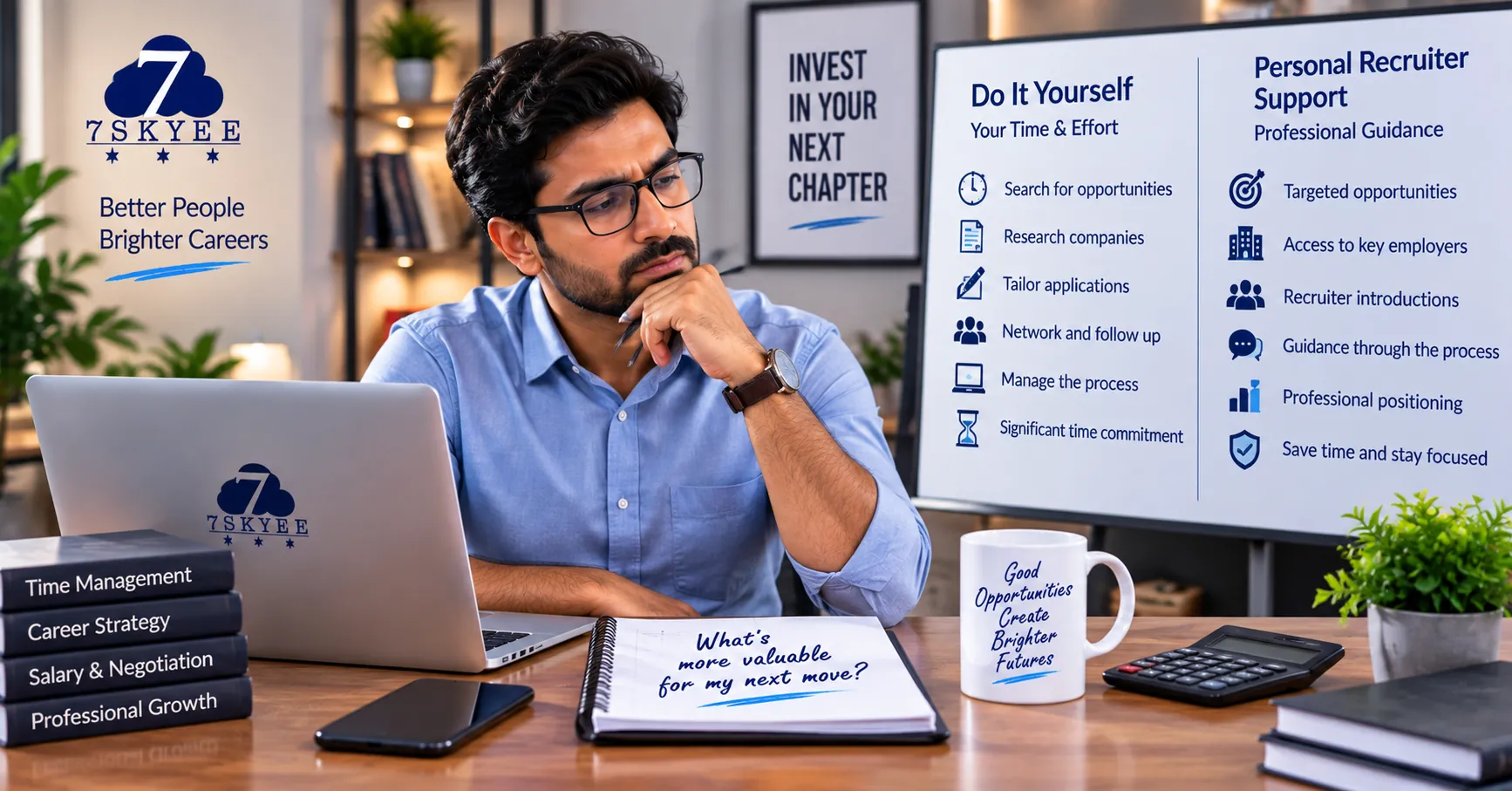 Professional evaluating the value of Personal Recruiter support