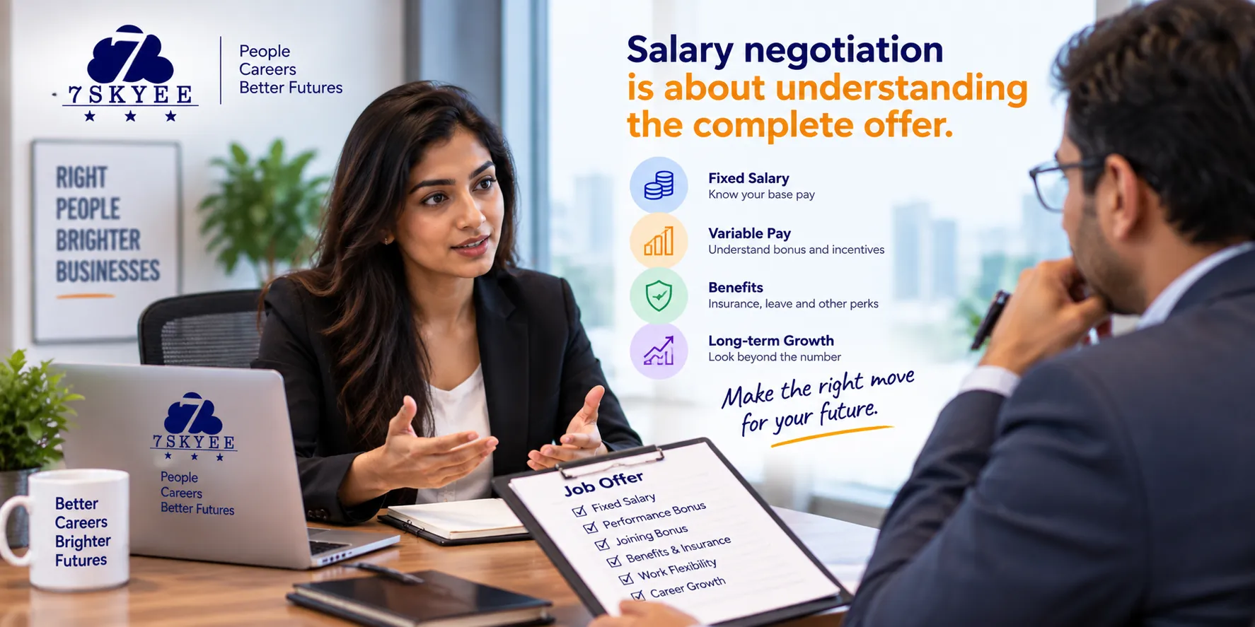 Candidate discussing a job offer and salary package with a recruiter