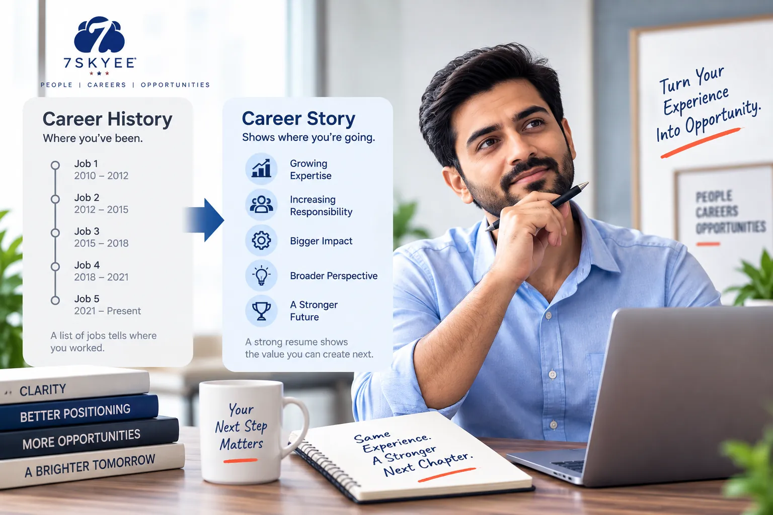 Professional turning career history into a clear career story