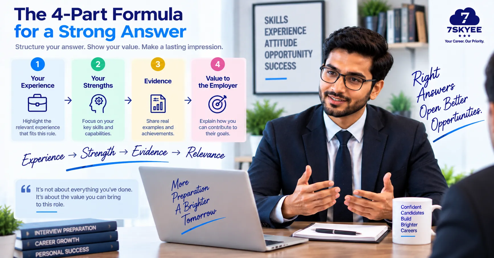 Four-part formula for answering why should we hire you in an interview